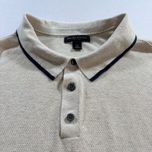 Banana Republic Polo Shirt Mens XXL Silk Linen Knit Tipped Short Sleeve Beige